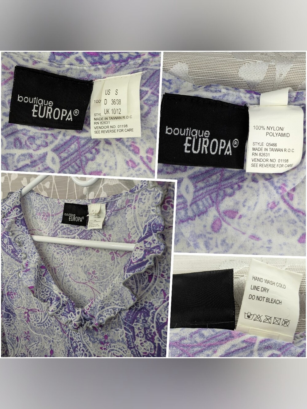 Boutique Europa Paisley Ruffle-Neck Blouse, Women's Small - Picture 7 of 8